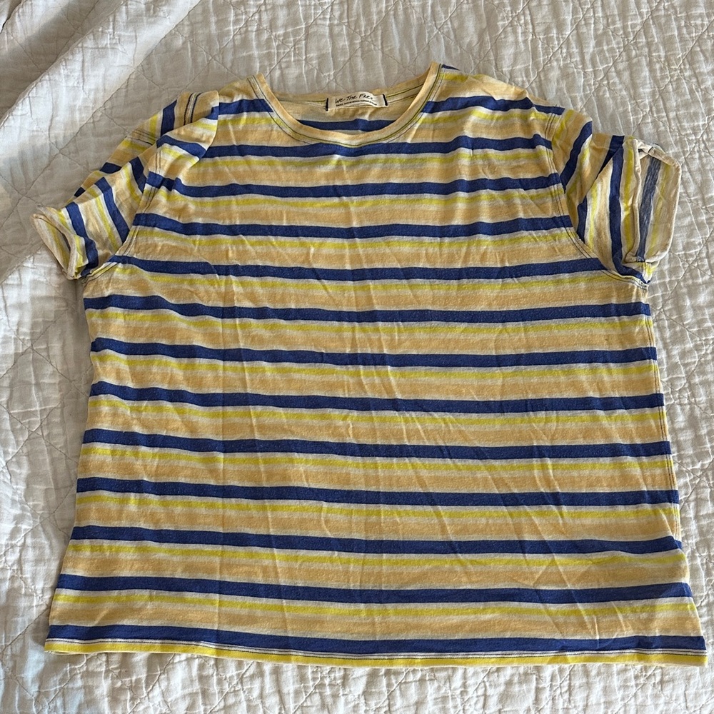 Free People Kids Tee in Yellow and Blue Stripes